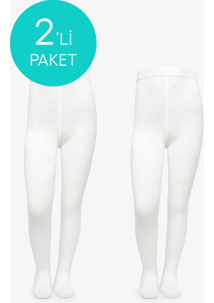 Pretty Koton Beyaz 2’li Külotlu Çorap