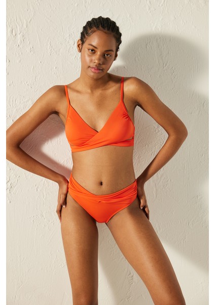 Basic Wrappy Turuncu Bikini Üstü