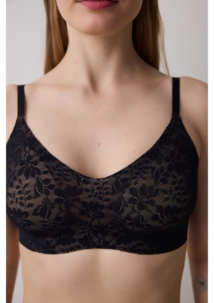 Tattoo Effect Lace Invisible Bonding Siyah Sütyen