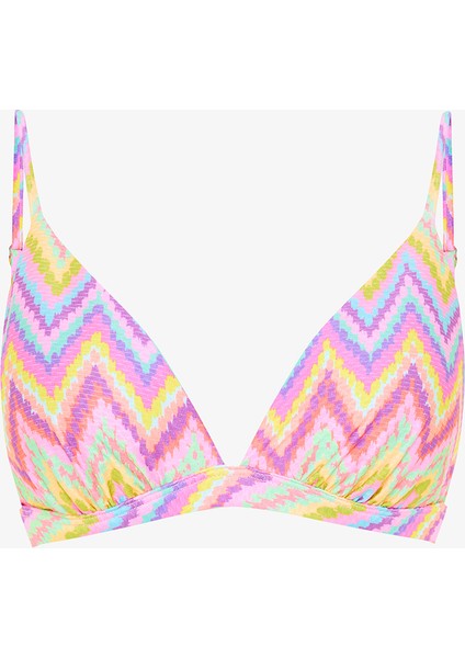Zigzag Desenli Üçgen Bikini Üstü