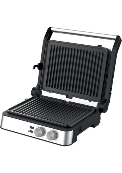 2000W Paslanmaz Çelik Tost ve Izgara Makinesi, Çıkarılabilir Plakalar, Siyah-Gümüş indirimleri