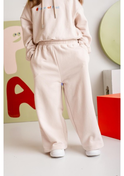 Kız Çocuk Düz Paça Fırçalı Tek Alt - Krem fiyatları