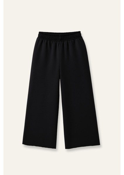 Kız Çocuk Düz Paça Fırçalı Tek Alt - Siyah