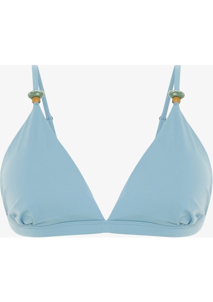 Mavi Maya Boncuklu Üçgen Bikini Üstü
