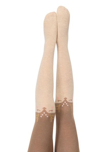 Pretty Sweet Deer Bej Külotlu Çorap