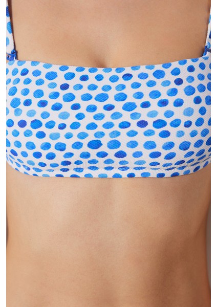 Drip Straplez Dokulu Çok Renkli Bikini Üstü