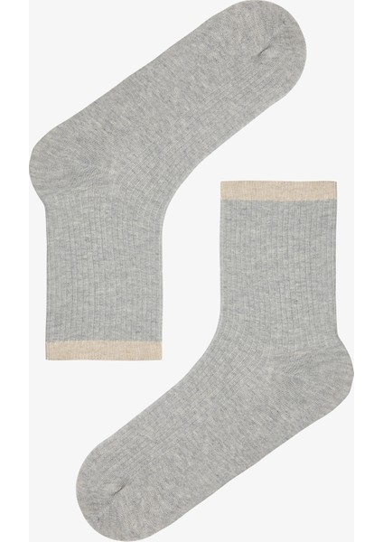 Ribbed 5li Gri Çok Renkli Soket Çorap