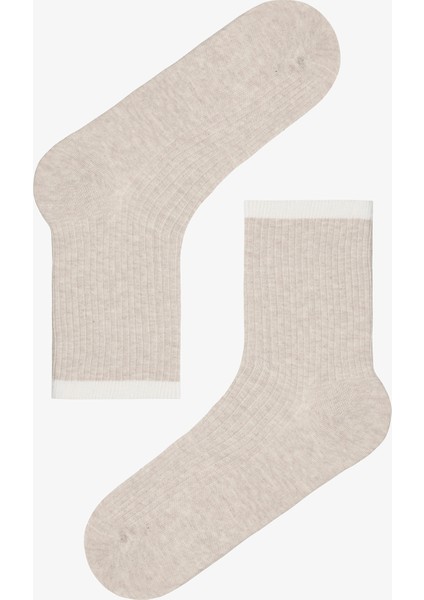 Ribbed 5li Gri Çok Renkli Soket Çorap