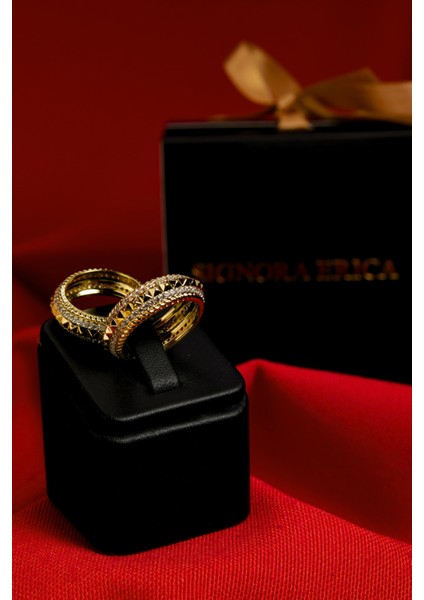 Üzeri Kabartmalı Etrafı Taşlı Ayarlanabilir Çelik Görünümlü Xp Yüzük fiyatları