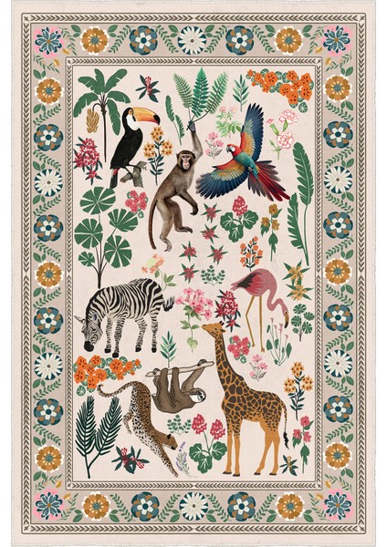 Dekoratif Yıkanabilir, Kaymaz Tabanlı, Modern Çocuk Odası Halısı - FR181 fırsatları