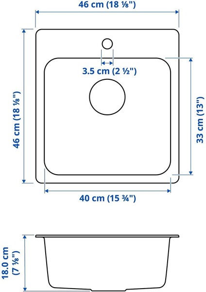 Tek Gözlü Eviye, Paslanmaz Çelik, 46X46 cm fırsatları