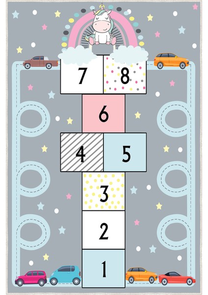 Dekoratif Yıkanabilir, Kaymaz Tabanlı, Çocuk Odası Oyun Halısı - WOOSOFTKECE040 fırsatları