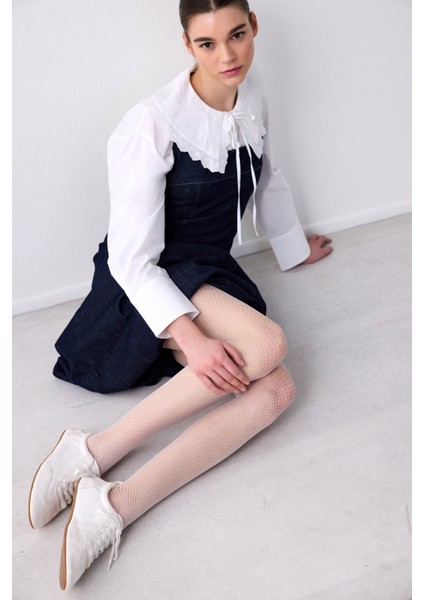 Beyaz File Külotlu Çorap