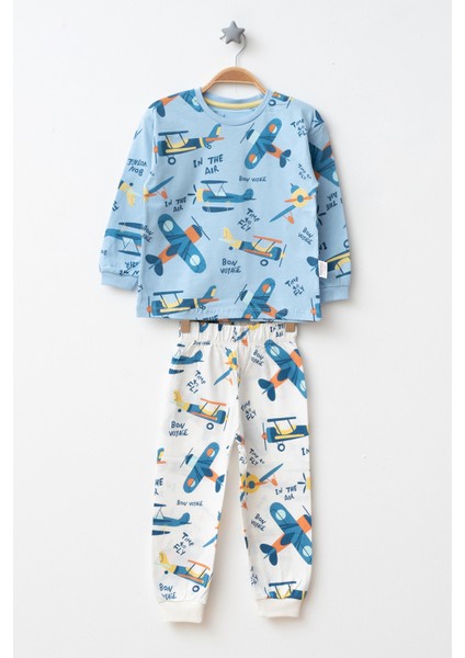 Uçak Desenli 2'li Erkek Çocuk Pijama Takımı modelleri