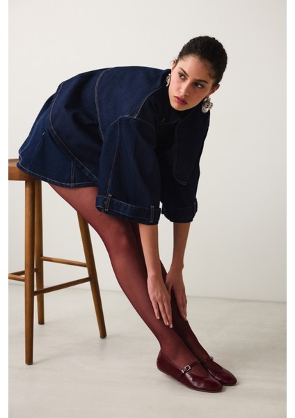 Cream Bordo Külotlu Çorap