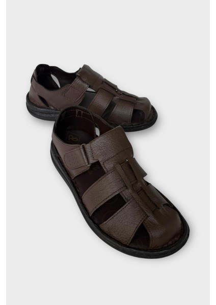 Erkek Içi Dışı Hakiki Deri Ortopetik Yazlık Esnek ve Çok Hafif Günlük Ayakkabı Sandalet Kahverengi fiyatları