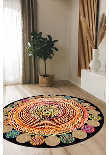 Dekoratif Yıkanabilir, Yuvarlak Kaymaz Tabanlı, Salon - Oturma Odası Halısı - WOOKECE951DÜZ modelleri