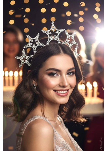 Stellantis Taşlı Sıralı Yıldız Taç Parti Kutlama Tacı fiyatları