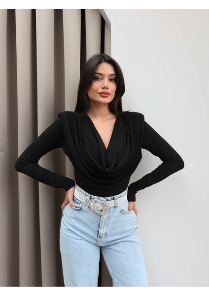 Ön Drapeli Uzun Kol Bluz