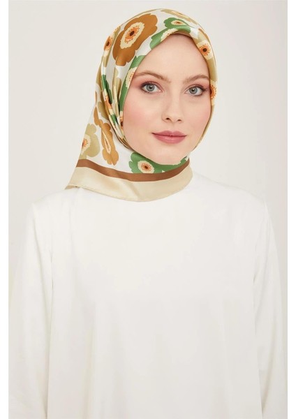 Çiçek Desenli Twill İpek Eşarp 24Ya9106 54 35 indirimleri