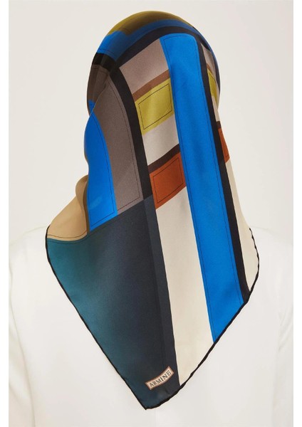 Geometrik Desenli Twill İpek Eşarp 24Ya9122 55 36