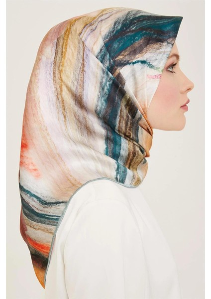 Soyut Desenli Twill İpek Eşarp 24Ya9102 52 34