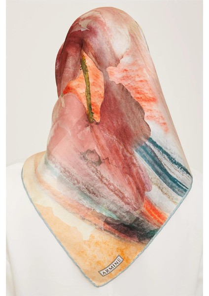 Soyut Desenli Twill İpek Eşarp 24Ya9102 52 34