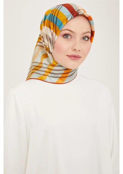 Soyut Desenli Twill İpek Eşarp 24Ya9107 50 32 indirimleri