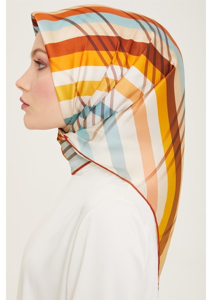 Soyut Desenli Twill İpek Eşarp 24Ya9107 50 32