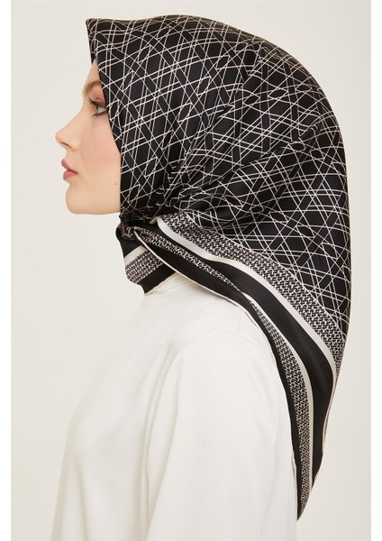Klasik Desenli Twill İpek Eşarp 24Ya9167 2 01