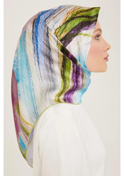 Soyut Desenli Twill İpek Eşarp 24Ya9102 52 33