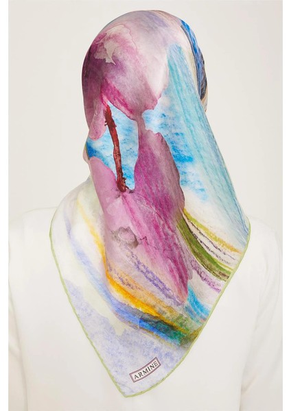 Soyut Desenli Twill İpek Eşarp 24Ya9102 52 33