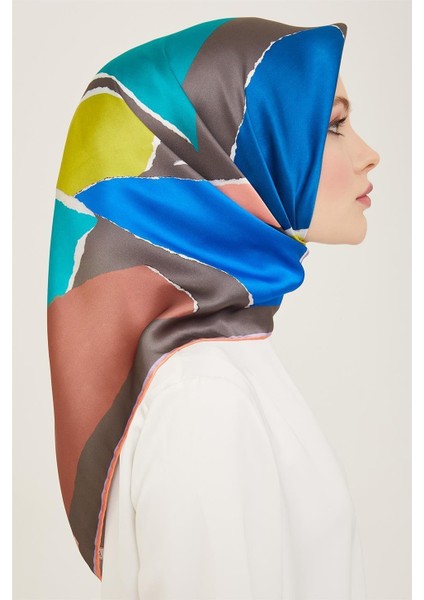 Geometrik Desenli Twill İpek Eşarp 24Ya9125 83 53