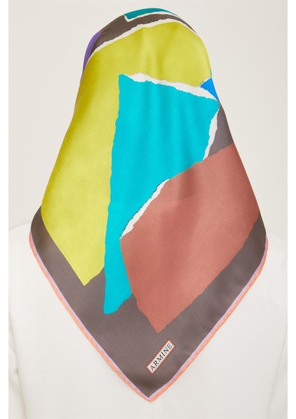 Geometrik Desenli Twill İpek Eşarp 24Ya9125 83 53