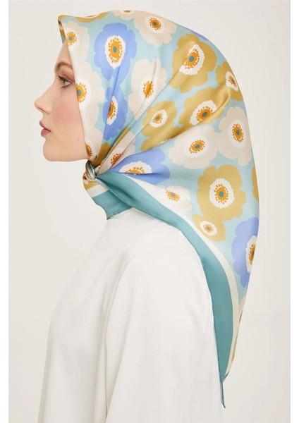 Çiçek Desenli Twill İpek Eşarp 24Ya9106 54 02