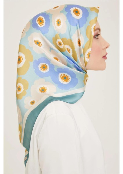 Çiçek Desenli Twill İpek Eşarp 24Ya9106 54 02