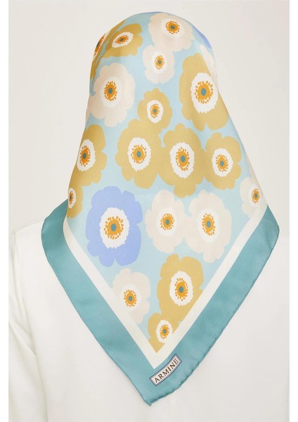 Çiçek Desenli Twill İpek Eşarp 24Ya9106 54 02