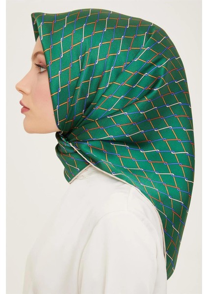 Klasik Desenli Twill İpek Eşarp 24Ya9152 85 85