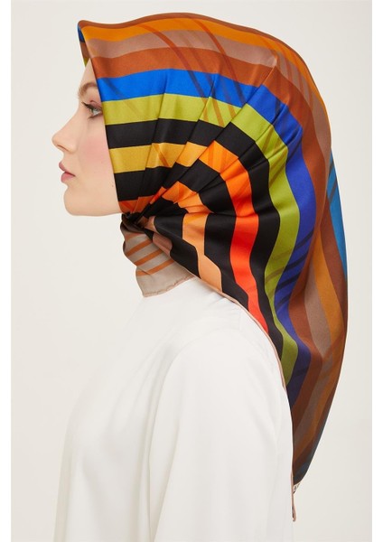 Soyut Desenli Twill İpek Eşarp 24Ya9107 50 83