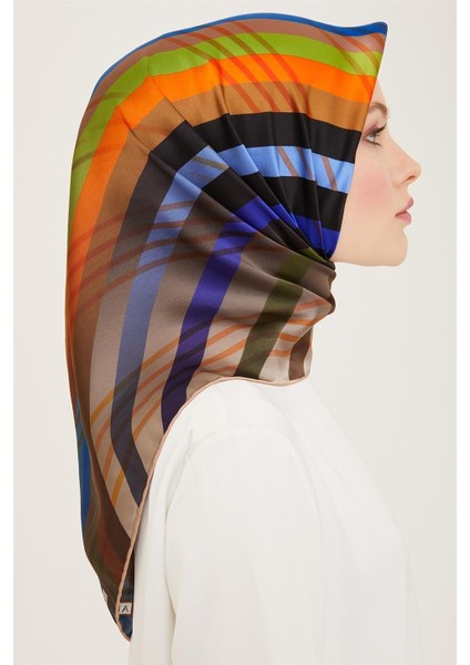 Soyut Desenli Twill İpek Eşarp 24Ya9107 50 83