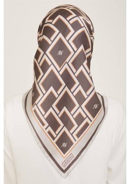 Monogram Desenli Twill İpek Eşarp 24Ya9132 85 82