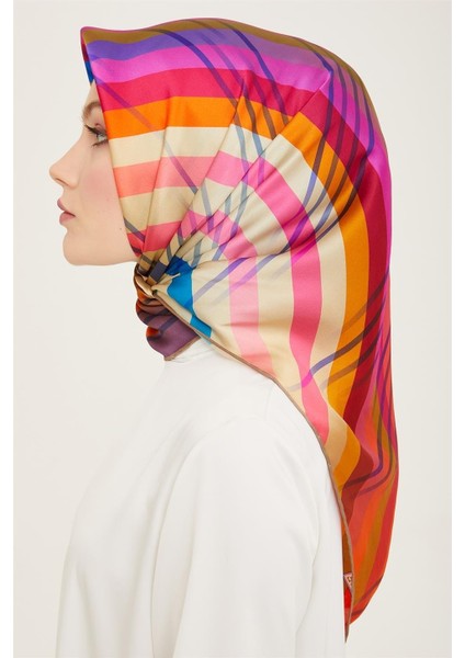 Soyut Desenli Twill İpek Eşarp 24Ya9107 50 01