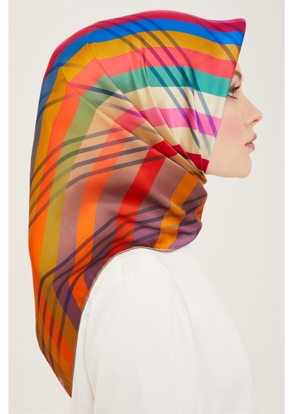 Soyut Desenli Twill İpek Eşarp 24Ya9107 50 01