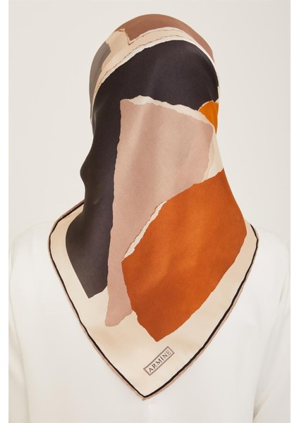 Geometrik Desenli Twill İpek Eşarp 24Ya9125 83 02