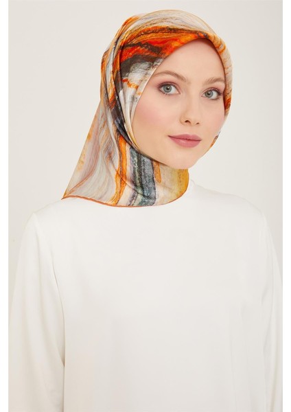 Soyut Desenli Twill İpek Eşarp 24Ya9102 52 02 indirimleri