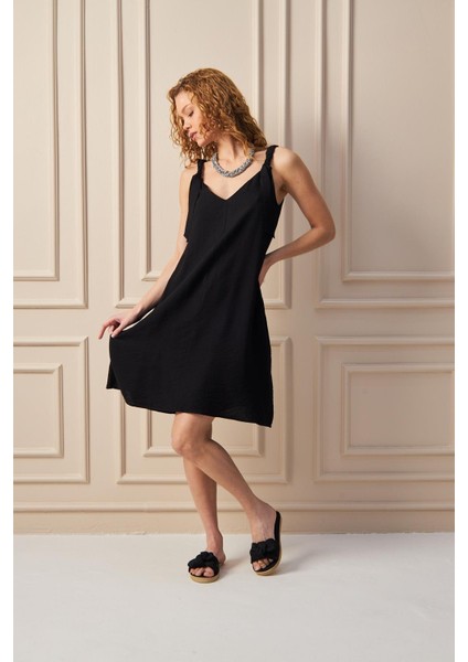 Örgü Askılı Siyah Elbise fiyatları