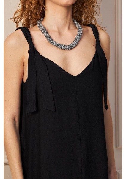 Örgü Askılı Siyah Elbise fırsatları