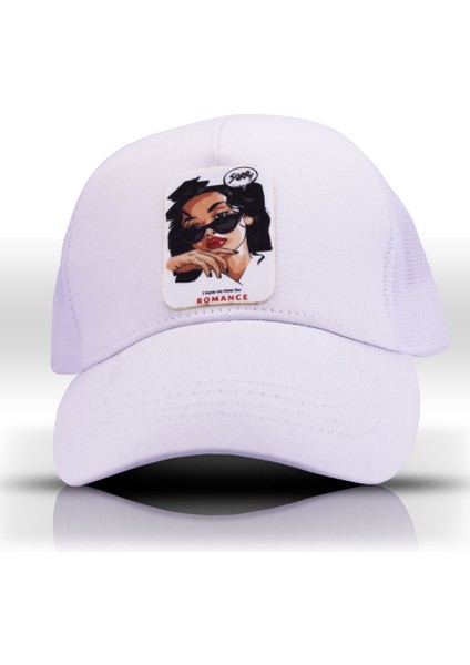 Beauty Girl Fileli Beyaz Beyzbol Kadın Şapka Trucker Cap