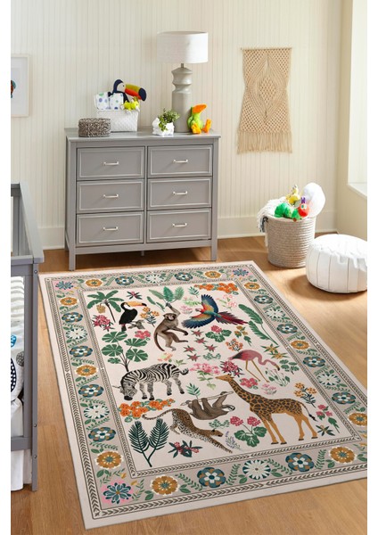 Dekoratif Yıkanabilir, Kaymaz Tabanlı, Modern Çocuk Odası Halısı - FR181 fiyatları
