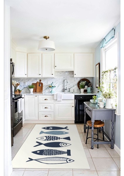 Dekoratif Yıkanabilir, Kaymaz Tabanlı, Mutfak Halısı - WOOSOFTKECE035